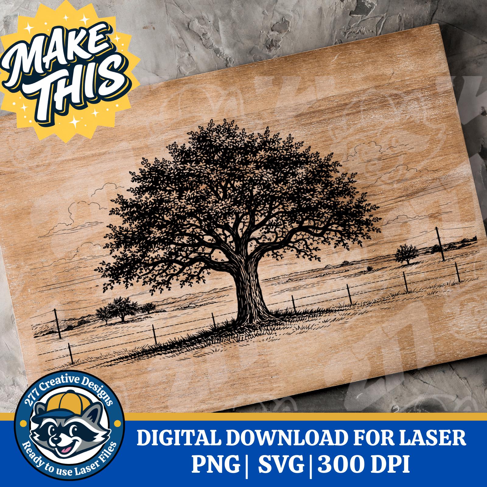 Oak Tree Design File Svg Png Laser Cut File for Cutting Boards Wood ...
