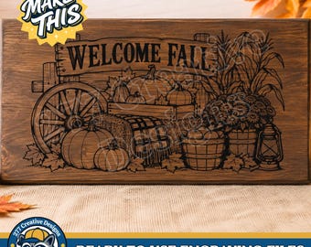 Willkommen im Herbst! Herbstliche Erntedeko, Lasergravur-Design zum Selbermachen, PNG- und SVG-Schnittdatei für Laser und Sublimation (digitaler Download)