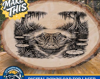 Krokodil PNG SVG Laser Gravur Design DIY Laser Cut Datei für Laser, Sublimation (digitaler Download)