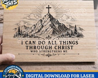 Philipper 4:13 Bibel Vers Christus, der mich stärkt Minimalistische SVG PNG-Schnittdatei für Lasergravurdesign (Digitaler Download)
