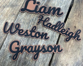 Personalized Faux Leather Name Patch: Iron-On Backpack, Hats