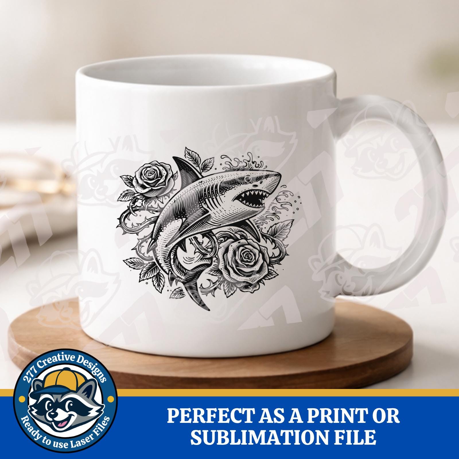 Sharks And Roses Great White Shark and Roses Themed PNG SVG Laser Cut File, Sublimation ...