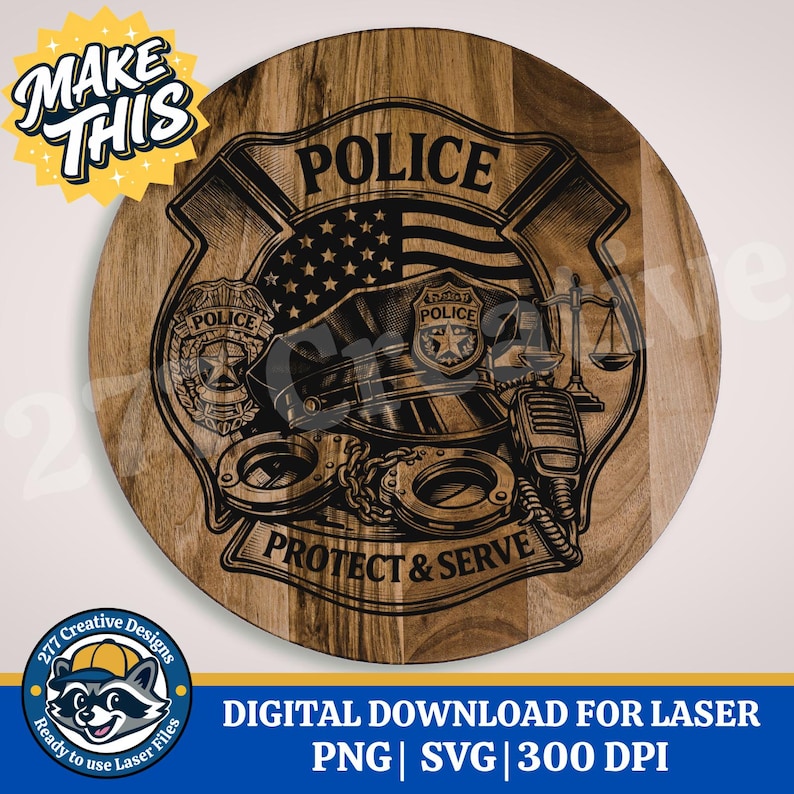 Police Svg Files Police Officer Emblem Laser Cut File (SVG, PNG, Sublimation Digital ...