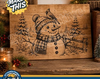 Weihnachtlicher Schneemann und Kardinal SVG PNG Schnittdatei für Lasergravur, Design und Sublimation (Digitaler Download)