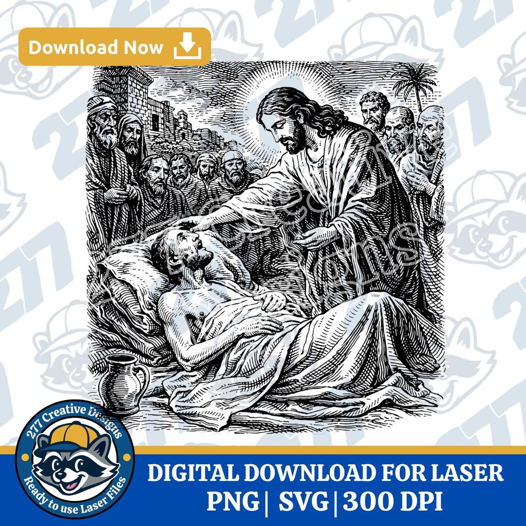 Jesus Heals the Sick Christian SVG PNG Cut File for Laser Engraving ...