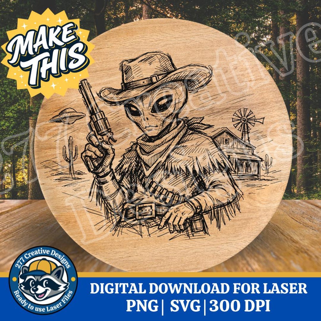 Alien Space Cowboy SVG PNG File Laser, Sublimation and More (digital ...