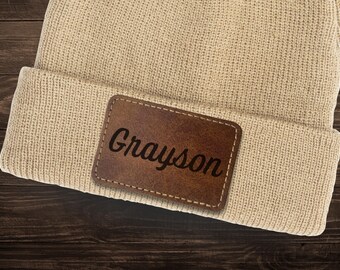 Custom Iron On Leatherette Patch: DIY Beanie & Hat Adhesive