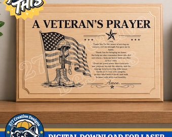 Veteran's Prayer Plaque for Military Families SVG PNG Laser Cut File, sublimation (digital download)