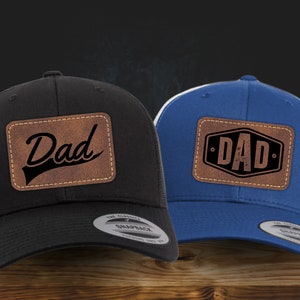 Dad Hat Gift Laser Engraved Faux Leather Patch Retro Trucker Hat Custom Designs Customizable Father&#39;s Day Hat for Mens hat Gift for dad