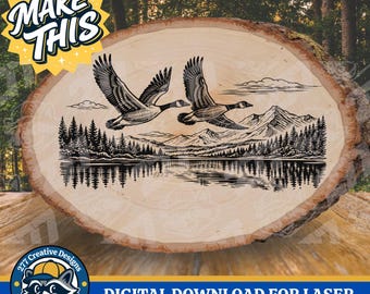 Diseño de grabado láser de gansos canadienses (fauna silvestre). Archivo de corte láser PNG SVG para láser y sublimación (descarga digital).