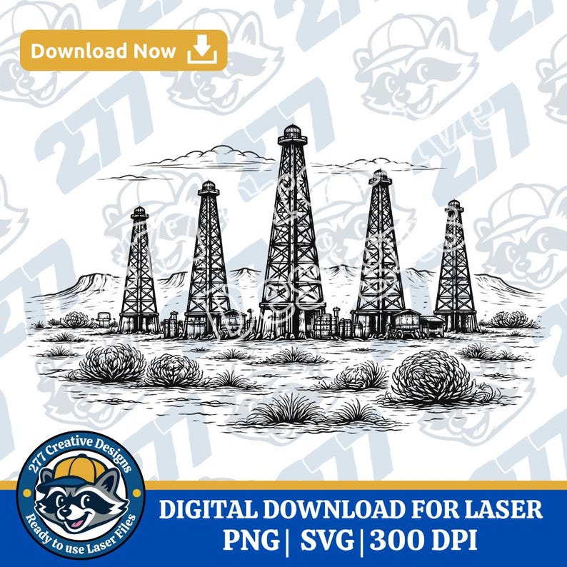 Derricks Text Western Oil Derricks Themed Diy Laser Engraving Design DIY Laser PNG ...
