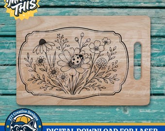 Marienkäfer und Wildblumen SVG PNG Schnittdatei für die Lasergravur (Digitaler Download)