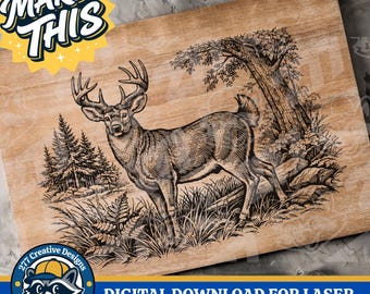 Whitetail Deer Laser Cut File PNG SVG Cut file for laser, sublimation (digital download)
