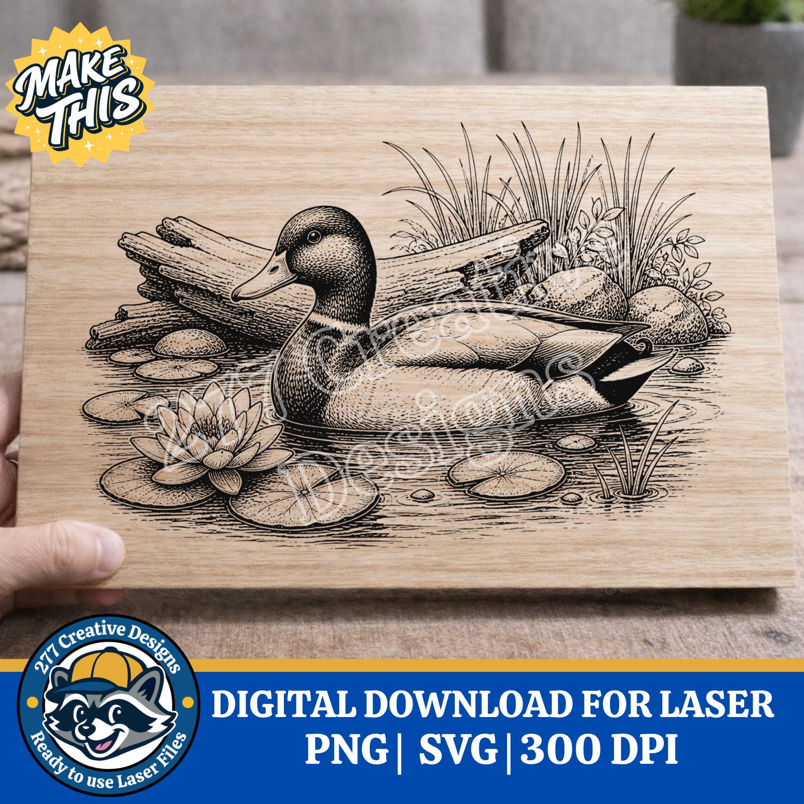 Mallard Duck Portrait Laser Engraving Design DIY Laser PNG SVG Cut File ...