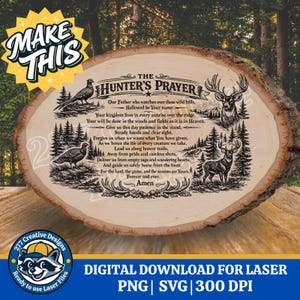 Hunter's Prayer lasergravure ontwerp DIY Lord's Prayer laser PNG SVG-bestand knippen voor laser, sublimatie (digitale download)