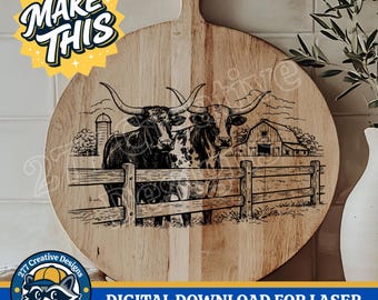 Longhorn Farm Fence SVG PNG for Laser Cut File, Sublimation and more (digital download)
