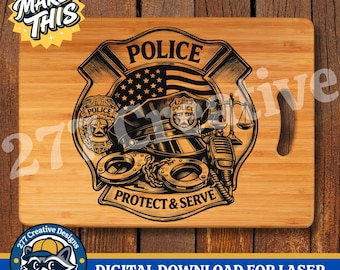 Police Officer Emblem Laser Cut File (SVG, PNG, Sublimation Digital Download)