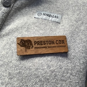 Engraved Wooden Name Tag: Custom Magnetic Badge for Work