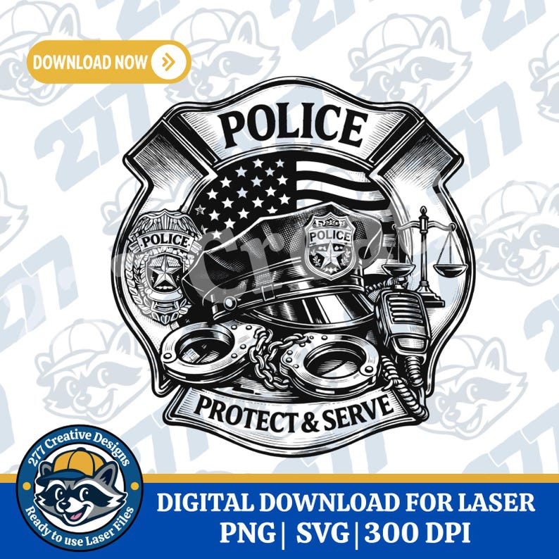 Police Svg Files Police Officer Emblem Laser Cut File (SVG, PNG, Sublimation Digital ...