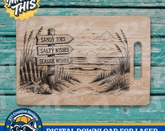 Sandy Toes Salty Kisses Seaside Wishes Beach House Decor SVG PNG Cut File for Laser Engraving Design (Digital Download)