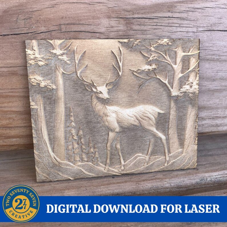 Deer 3D Illusion Laser Engraving File: Wildlife Art (Digital Download) image 3