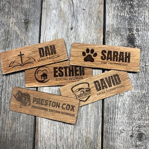 Custom Engraved Wooden Name Tag: Magnetic Business Badge
