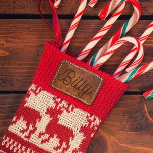 Faux Leather Christmas Stocking Name Patch