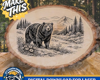 Wild Black Bear Themed diy Laser Engraving Design DIY Laser PNG SVG Cut file for laser, sublimation (digital download)