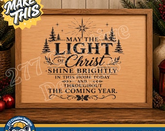 Diseño de tabla de cortar con diseño de Bendición Navideña en formato PNG y SVG. Archivo de corte para láser, sublimación e impresión bajo demanda (descarga digital).