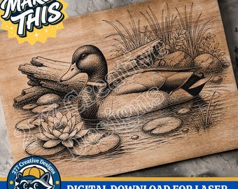 Mallard Duck Portrait Laser Engraving Design DIY Laser PNG SVG Cut file for laser, sublimation (digital download)