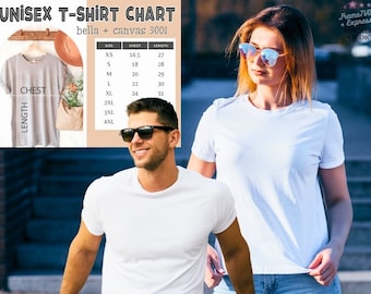 Bella Canvas 3001 Size Chart \T-shirt 3001 Size Chart\ Unisex Jersey Short Sleeve T-shirt Size Chart\ Bella Canvas Tshirt Measurement Chart