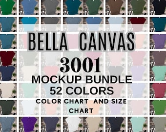Bella canvas mockup Bundle-Printful Mockup-Shirt mockup Bundle-3001 Color chart-shirt Mockups-3001 color chart bundle- Flat Lay T-shirt