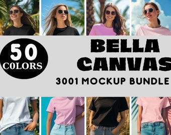 Bella Canvas 3001 Tshirt Mockup Bundle | 3001 Shirt Mock-up Bundle | Real Model Mock | WHİTE,BLACK,PİNK Bella Canvas T-Shirt Mockups