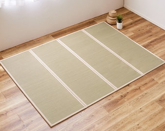 Tatami mat 100% herbe de jonc japonaise, 120×200cm Tapis de sieste pliable Beige Traditionnel, Tapis de couchage, Yoga Zen, Matériel National, Artisan 2607