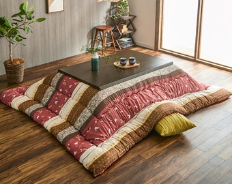 Kotatsu Futon & Mat Set Fluffy Premium Cotton Blanket Table Square Rectangle Shape Pink, Comforter, Futon Craftsman, Made in Japan 2378