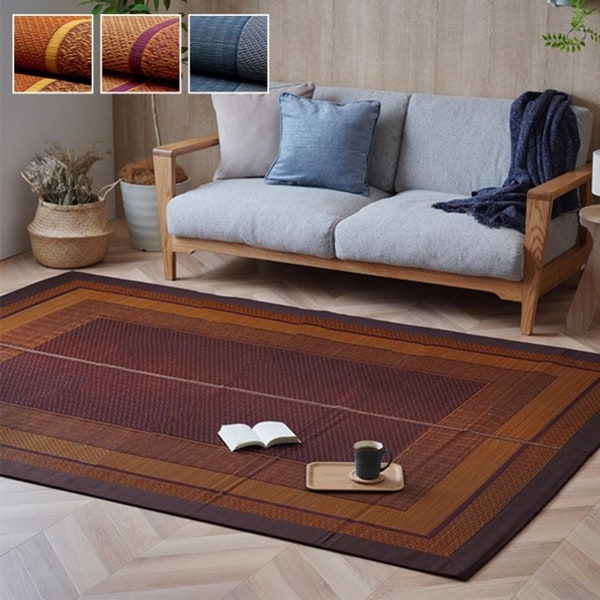 Tatami mat 100% Japanese rush grass, Area rug Goza Igusa, Traditional Asian Modern Non-slip, Natural Material, Craftsman, Made in Japan 1300