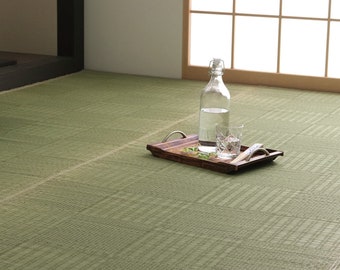 Tatamimatta Japanskt vassgräs, Goza Igusa-matta, Traditionell liggunderlag, Beige enfärgat naturmaterial, Hantverkare, Tillverkad i Japan 1686