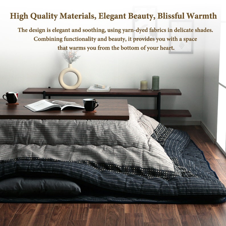 Kotatsu Futon & Mat Set Fluffy Premium Cotton Blanket Table Square