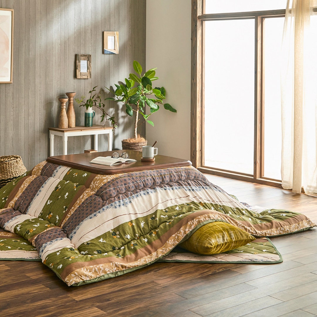 Kotatsu Futon Mat Set Fluffy Premium Cotton Blanket Table Square Rectangle Shape Green Comforter Futon Craftsman Made in Japan 2378 Etsy