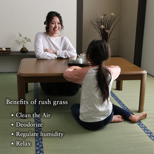 Tatami mat 100% Japanese rush grass, Area rug Goza Igusa, Traditional Sleeping mat, Yoga Zen Natural Material, Craftsman, Made in Japan 1111 image 3