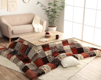 Kotatsu Futon Japanese Comforter Fluffy Orange Gray Premium Cotton