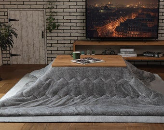 Kotatsu Futon Comforter Flannel Fluffy Washable Simple Blanket Table Square Rectangle Traditional Gray, Futon Craftsman Made in Japan 2874