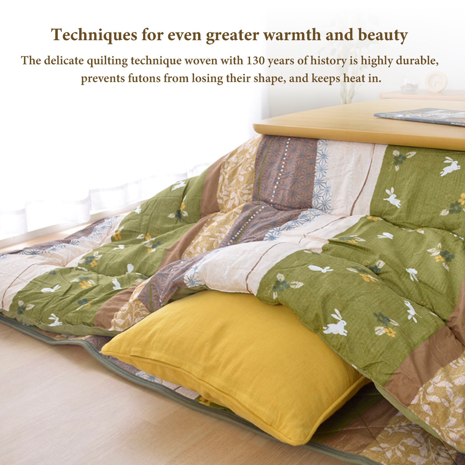 Kotatsu Futon & Mat Set Fluffy Premium Cotton Blanket Table Square