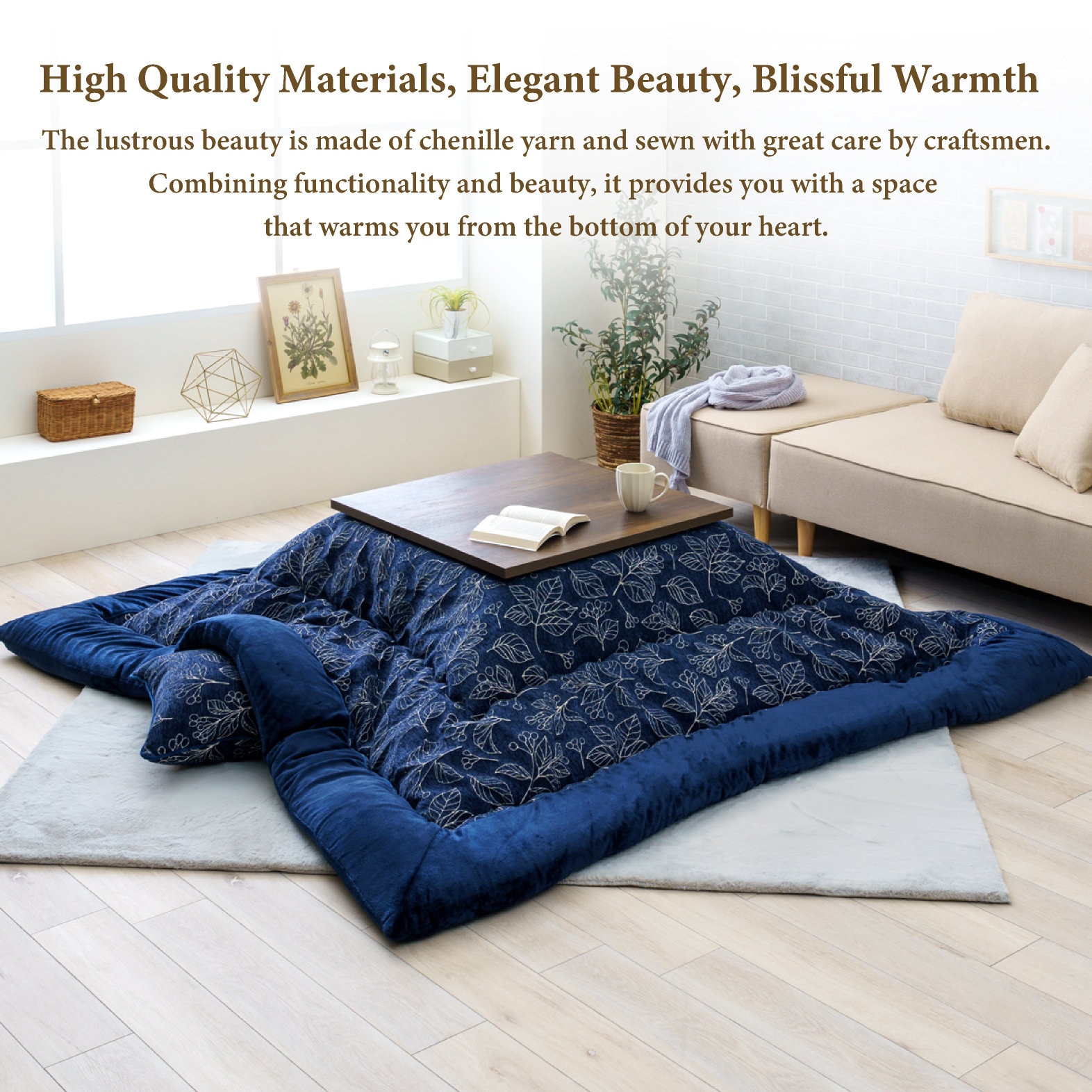 Kotatsu Futon Japanese Comforter Premium Cotton Flannel Fluffy Table