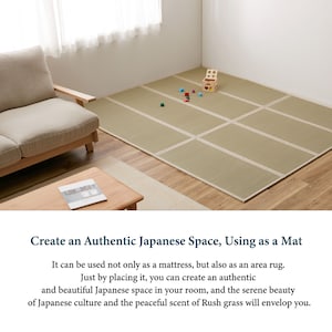 Tatami mat 100% herbe de jonc japonaise, 120200cm Tapis de sieste pliable Beige Traditionnel, Tapis de couchage, Yoga Zen, Matériel National, Artisan 2607 image 4