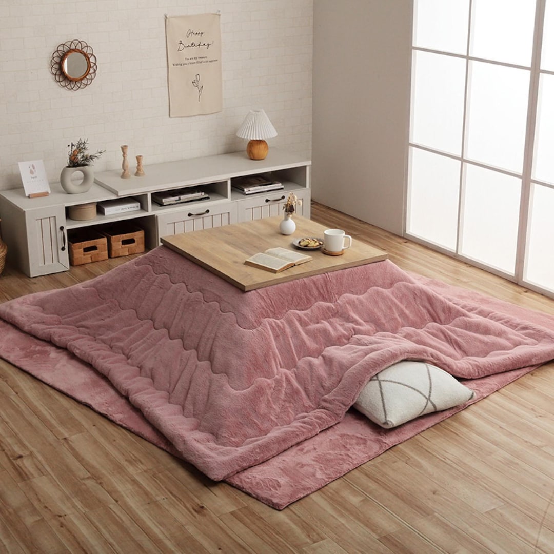 Kotatsu Futon Japanese Comforter Fluffy Pink Cotton Flannel