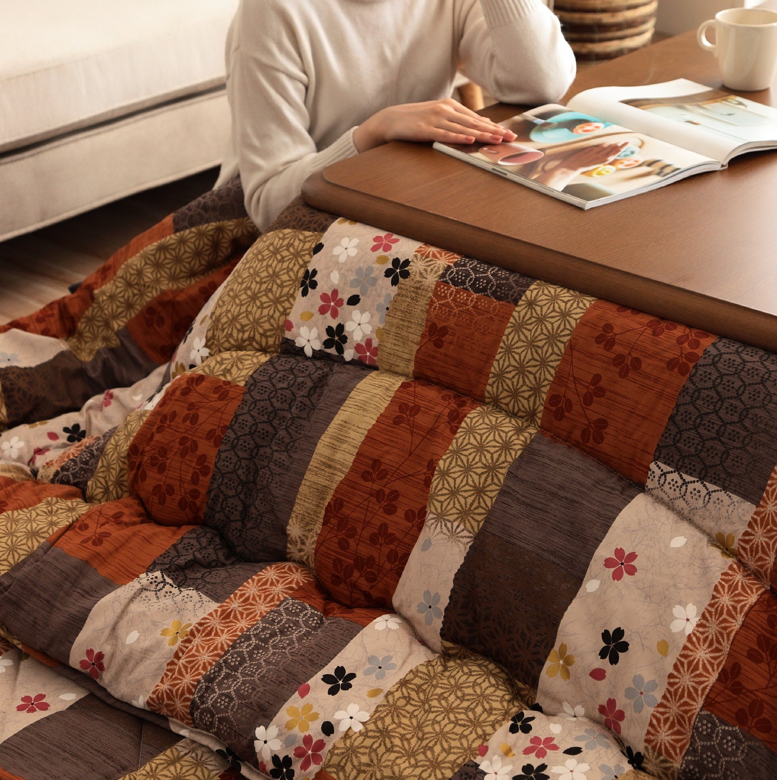 Kotatsu Futon Comforter Premium Cotton Flannel Fluffy Table Square