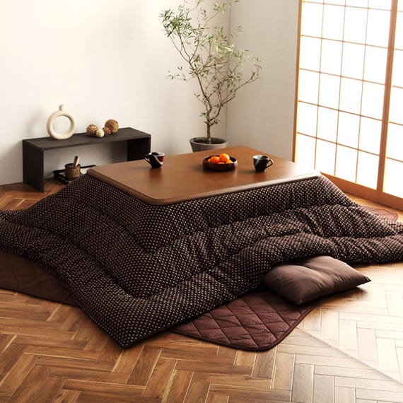 Kotatsu Futon Japanese Comforter Fluffy Brown Premium Cotton Flannel Blanket Table Square Rectangle Futon Craftsman Made in Japan 1490 Etsy