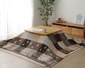 Overlay cover for Kotatsu Futon, Washable, Japanese Comforter, Brown Quilt Blanket Table Square Rectangle, Craftsman Made in Japan 1420
