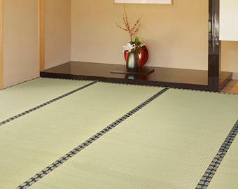 Tatamimatta 100 % japanskt vassgräs, Goza Igusa-matta, traditionell liggunderlag, yoga zen naturmaterial, hantverkare, tillverkad i Japan 1939
